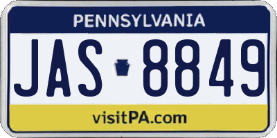 PA license plate JAS8849