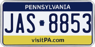 PA license plate JAS8853