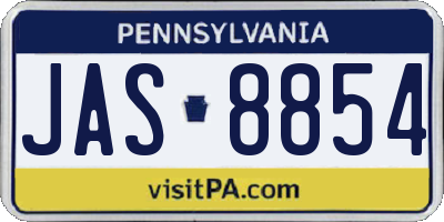 PA license plate JAS8854