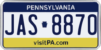 PA license plate JAS8870