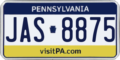 PA license plate JAS8875