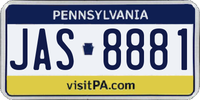 PA license plate JAS8881