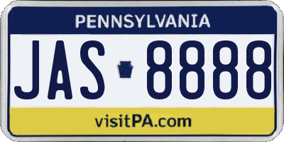 PA license plate JAS8888