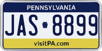 PA license plate JAS8899