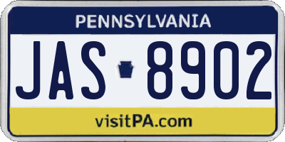 PA license plate JAS8902