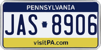 PA license plate JAS8906