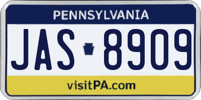PA license plate JAS8909