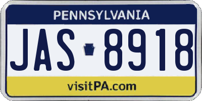 PA license plate JAS8918