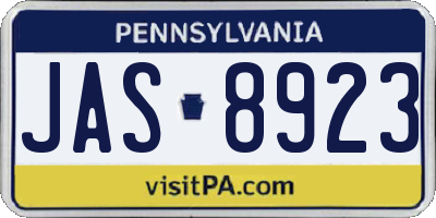 PA license plate JAS8923