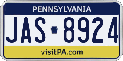 PA license plate JAS8924