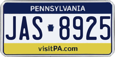 PA license plate JAS8925