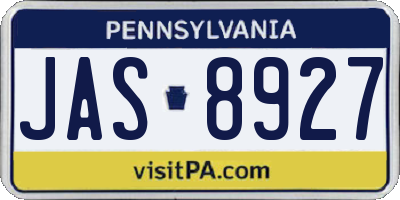 PA license plate JAS8927