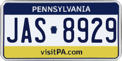 PA license plate JAS8929