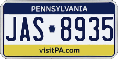 PA license plate JAS8935