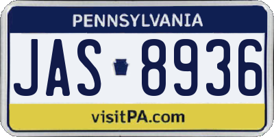 PA license plate JAS8936