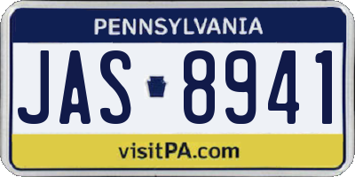 PA license plate JAS8941