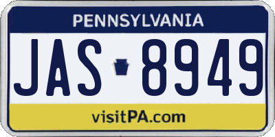 PA license plate JAS8949