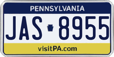 PA license plate JAS8955