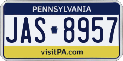 PA license plate JAS8957