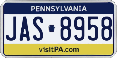PA license plate JAS8958