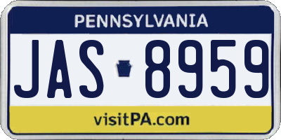 PA license plate JAS8959