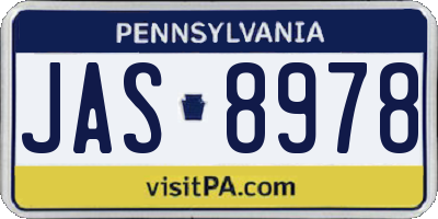 PA license plate JAS8978