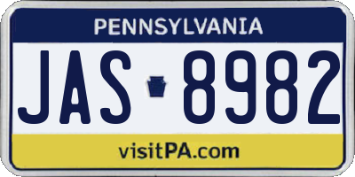 PA license plate JAS8982