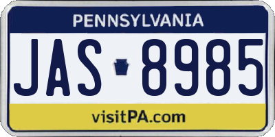 PA license plate JAS8985