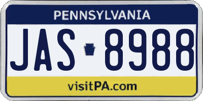 PA license plate JAS8988