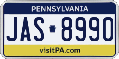 PA license plate JAS8990