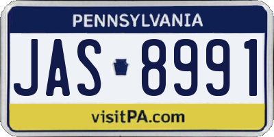 PA license plate JAS8991