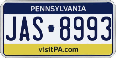 PA license plate JAS8993