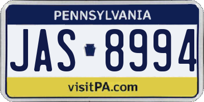 PA license plate JAS8994