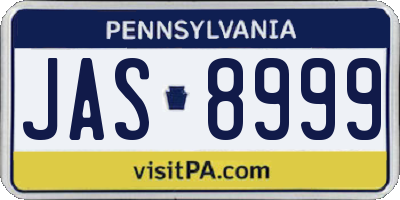 PA license plate JAS8999