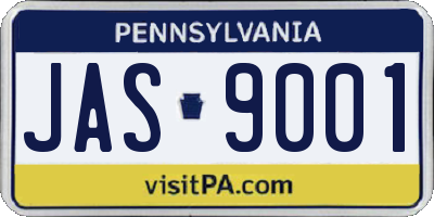 PA license plate JAS9001