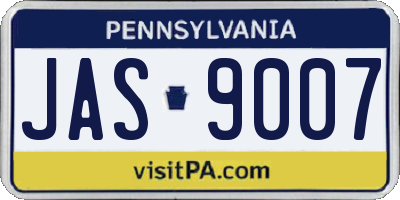 PA license plate JAS9007