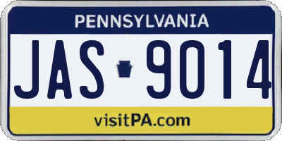 PA license plate JAS9014