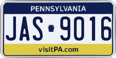 PA license plate JAS9016