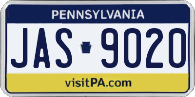 PA license plate JAS9020
