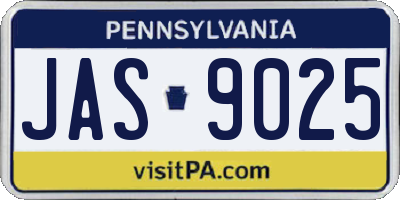 PA license plate JAS9025