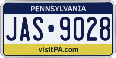 PA license plate JAS9028