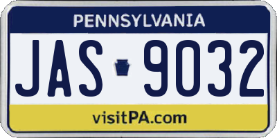 PA license plate JAS9032