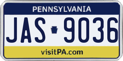 PA license plate JAS9036