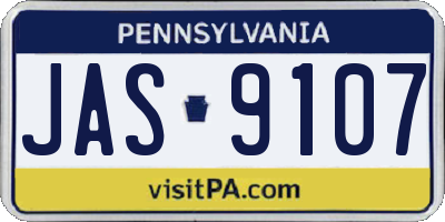 PA license plate JAS9107
