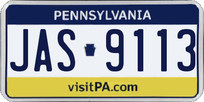 PA license plate JAS9113