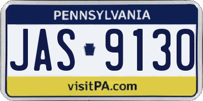 PA license plate JAS9130