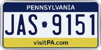 PA license plate JAS9151