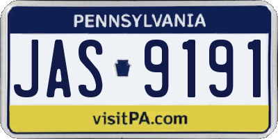 PA license plate JAS9191