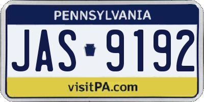 PA license plate JAS9192