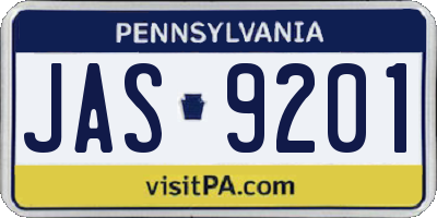 PA license plate JAS9201